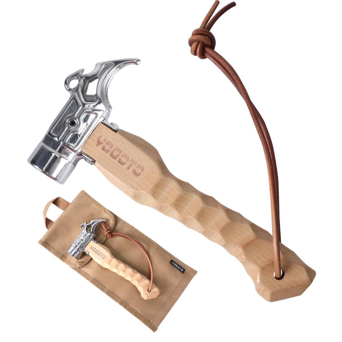 【YOGOTO】ペグハンマー 安全紐付 小型 収納ケース付 (第4世代-(ステンレスヘッド)ハンマー)