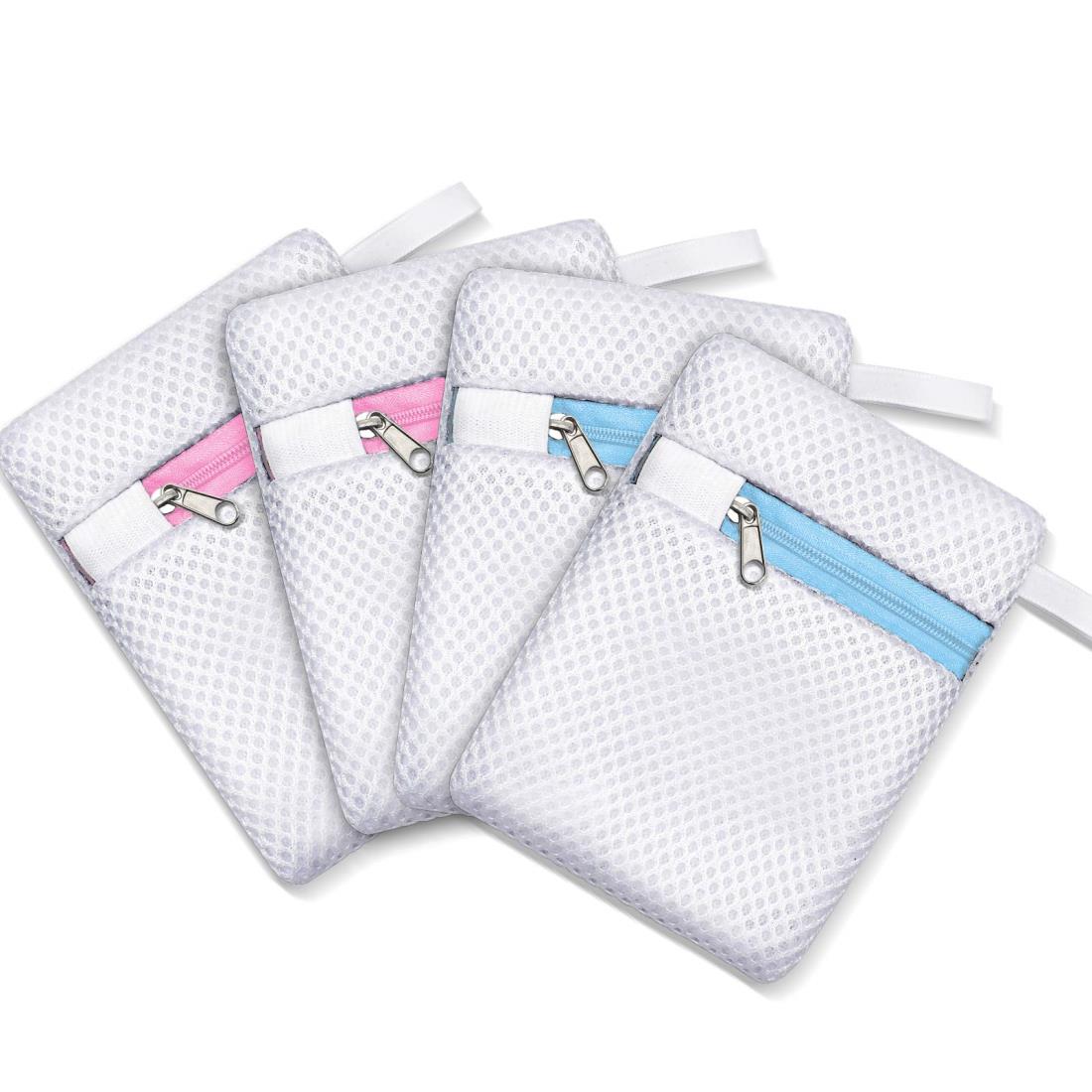 Newseego 洗濯ネット 小 マグネシウムネット 洗濯洗剤ネット 4枚 粉洗剤用ネット 洗剤ネット 洗濯マグネシウムネットミニネット 粉石鹸ネット DIY洗濯 洗浄 耐久性ファスナー