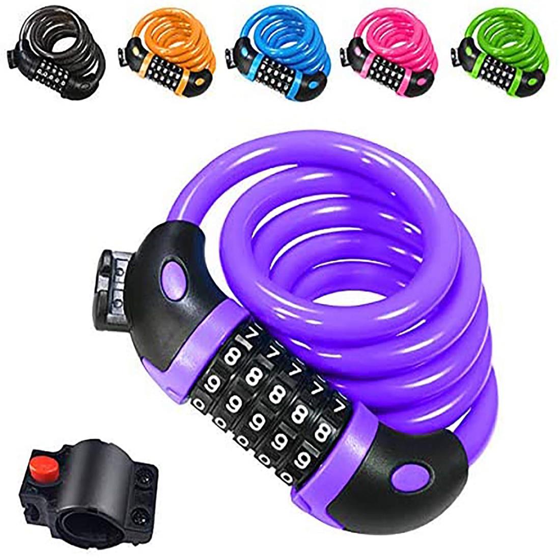 REHKITTZ 自転車 鍵 ワイヤー 長120cm 横断 自転車 ロック 組み合わせ 5桁 - ファッション