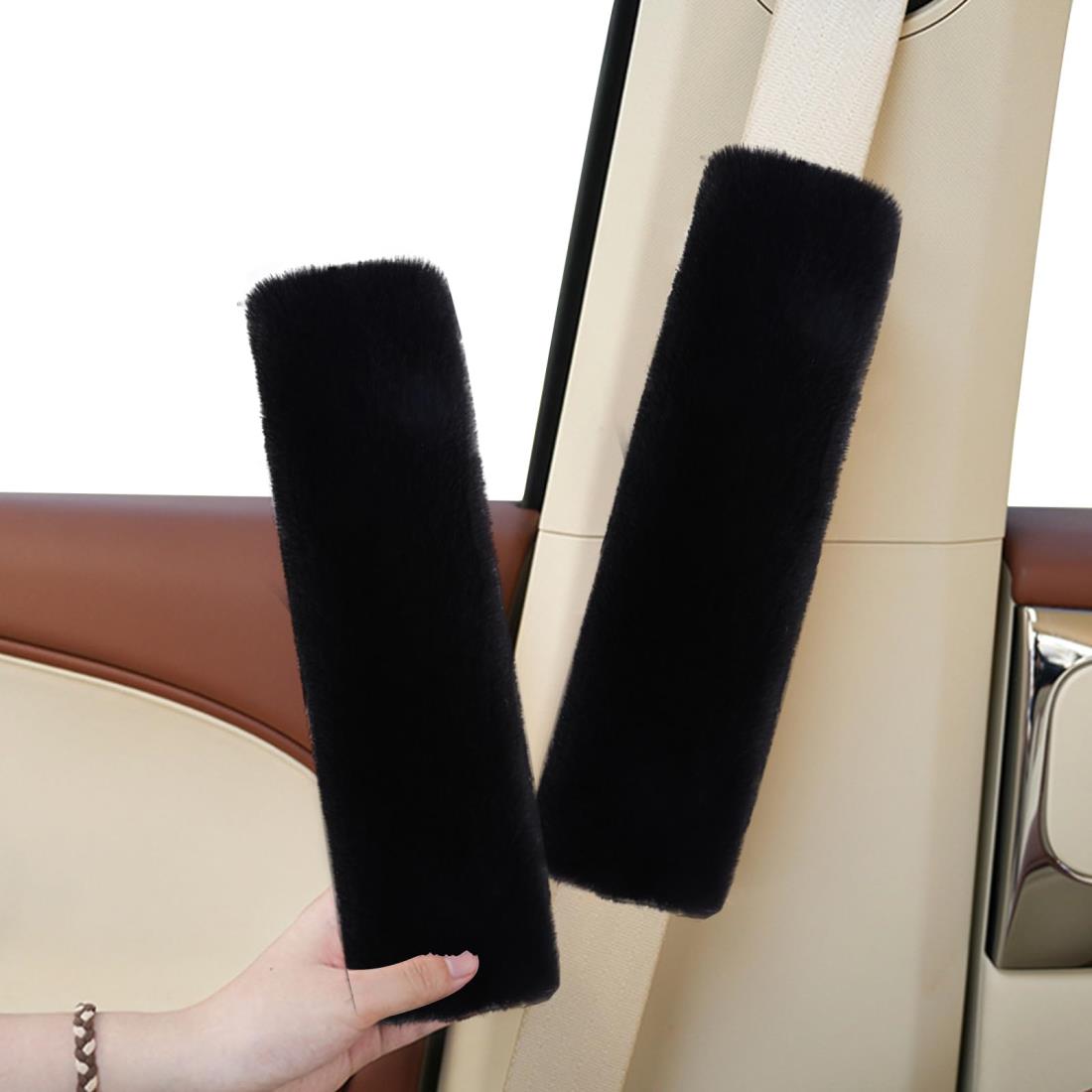 シートベルトカバー 2個セット 【ウサギの毛をまねる】シートベルトパッド 車用品 肩と首を保護します ..