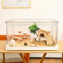 Ruexue ハムスターケージ&モルモット、小動物ペット用の完全透明でエコフレンドリーな大型アクリルケージ、例えば:ヒゲトカゲ、ネズミ、ハリネズミ、カメレオン、イグアナなど,70.5x43.5x39cm (70.5x43.5x39cm)