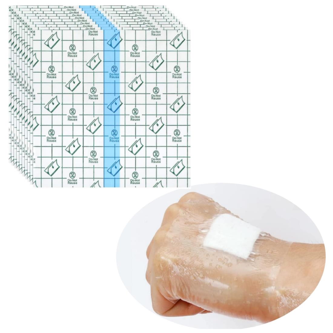 防水ドレッシング 防水フィルム 50枚 透明絆創膏 10x10cm キズ防水フィルム キズに保護フィルム ドレッ..