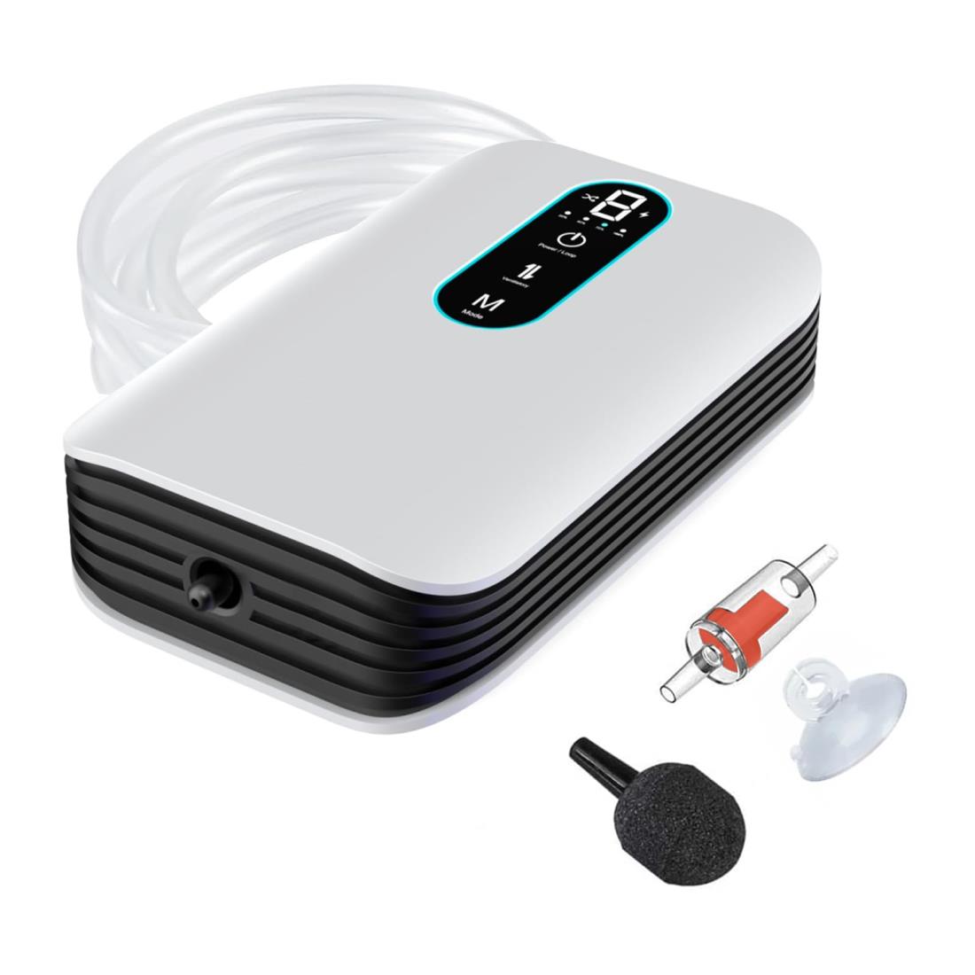 エアーポンプ 水槽/釣り THYESCOM 小型エアーポンプ 吐出量6段階調整 連続稼働＆間隔稼働モード 携帯酸..