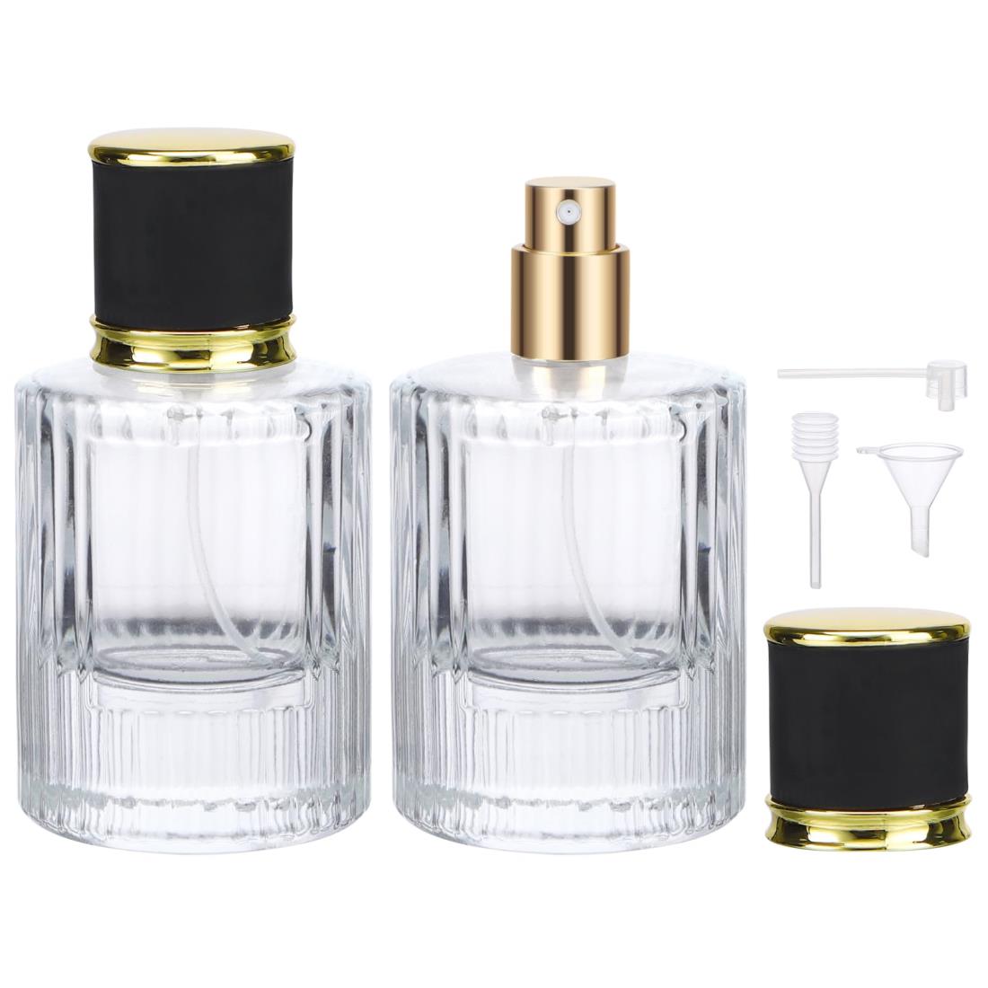 Segbeauty アトマイザー 2本入り 50ml ガラス製 クリア プッシュ式 詰め替え 漏れない ミニボトル スプレーボトル クイック 香水噴霧器 携帯用 詰め替え容器 液漏れ防止 持ち込み可能 通勤 香水スプレー パフューム【50ml クリア】