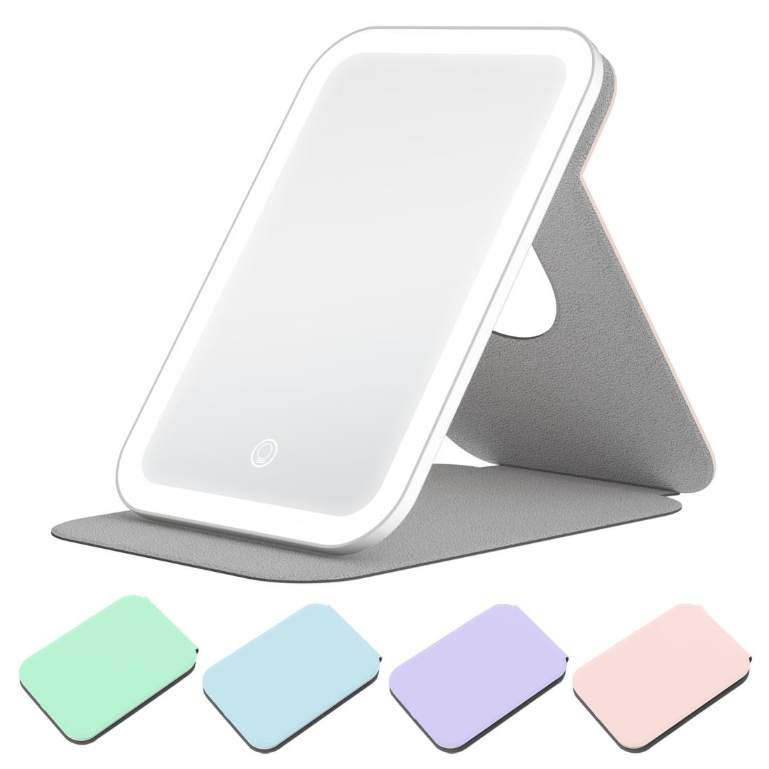 COSOWO女優ミラー 卓上 折りたたみ スタンド 携帯型 鏡 LEDライト付き 明るさ調節 3色調光 無段階調光 自動消灯 消し忘れ メモリ機能 自動ロックカバー 滑り止めカバー 卓上鏡 化粧鏡 ドレッサー タッチパネル おしゃれ コンパクト 持ち運び 収納便利 メイクミラー プレゼン