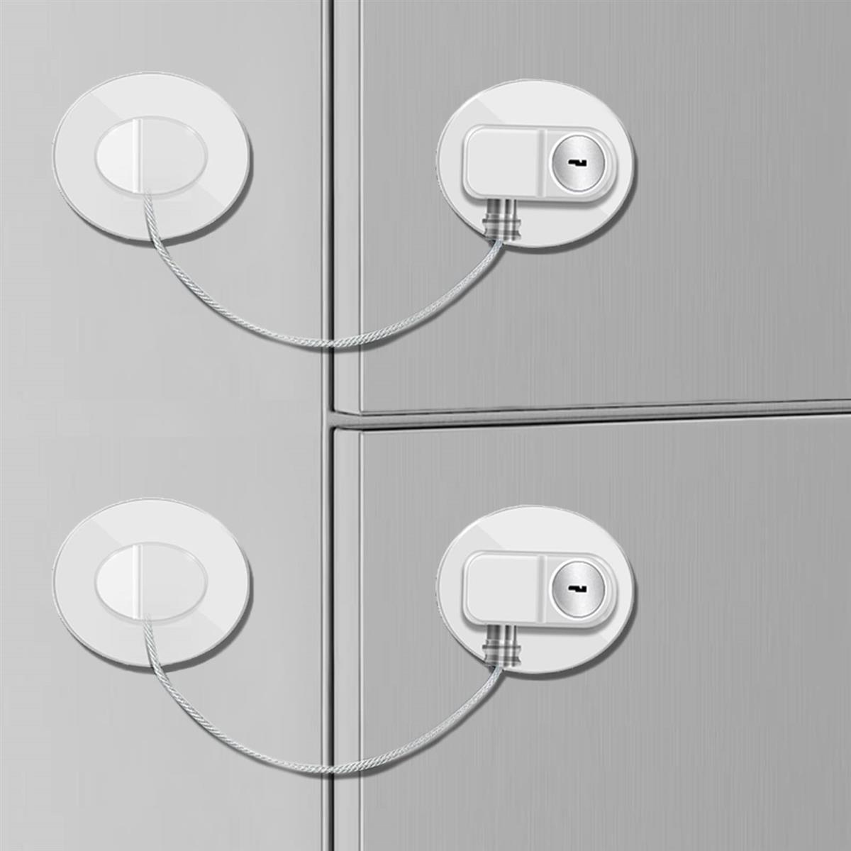 冷蔵庫 ロック 鍵付き冷蔵庫 ドアロック 子供安全キャビネットロック 穴あけ不要 設置簡単 冷蔵庫/オー..