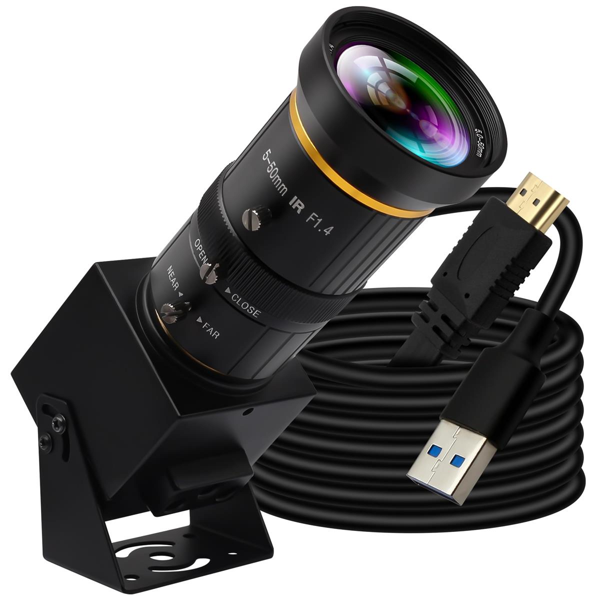 ELP HDMI 4K カメラ USB3.0 HDMI 同時出力 PC カメラ 5-50mm 10X マニュアルフォーカスレンズ 60fps 高..