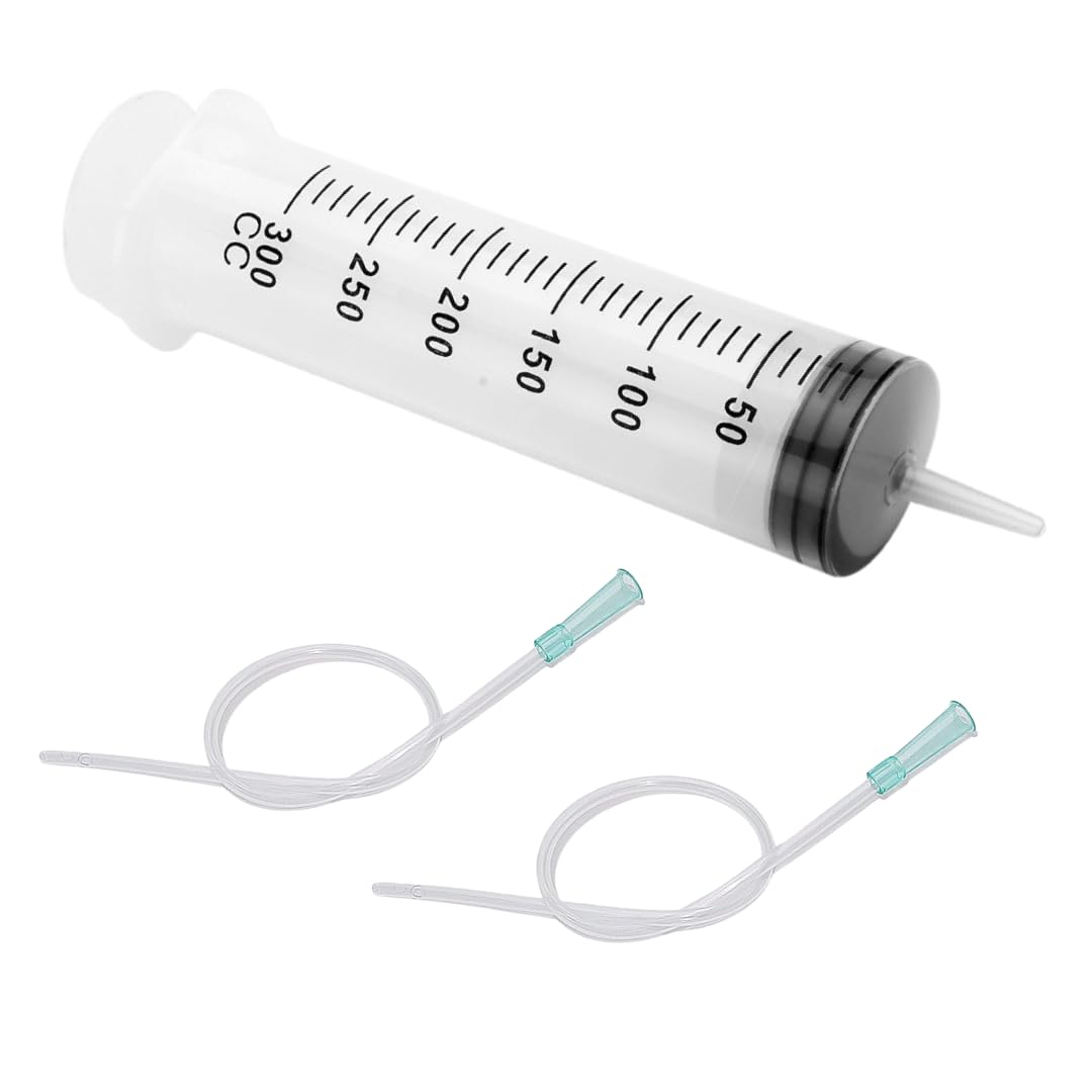 シリンジ プラスチック 実験 オイル交換 液体 エア抜き チューブ付き (300ml)