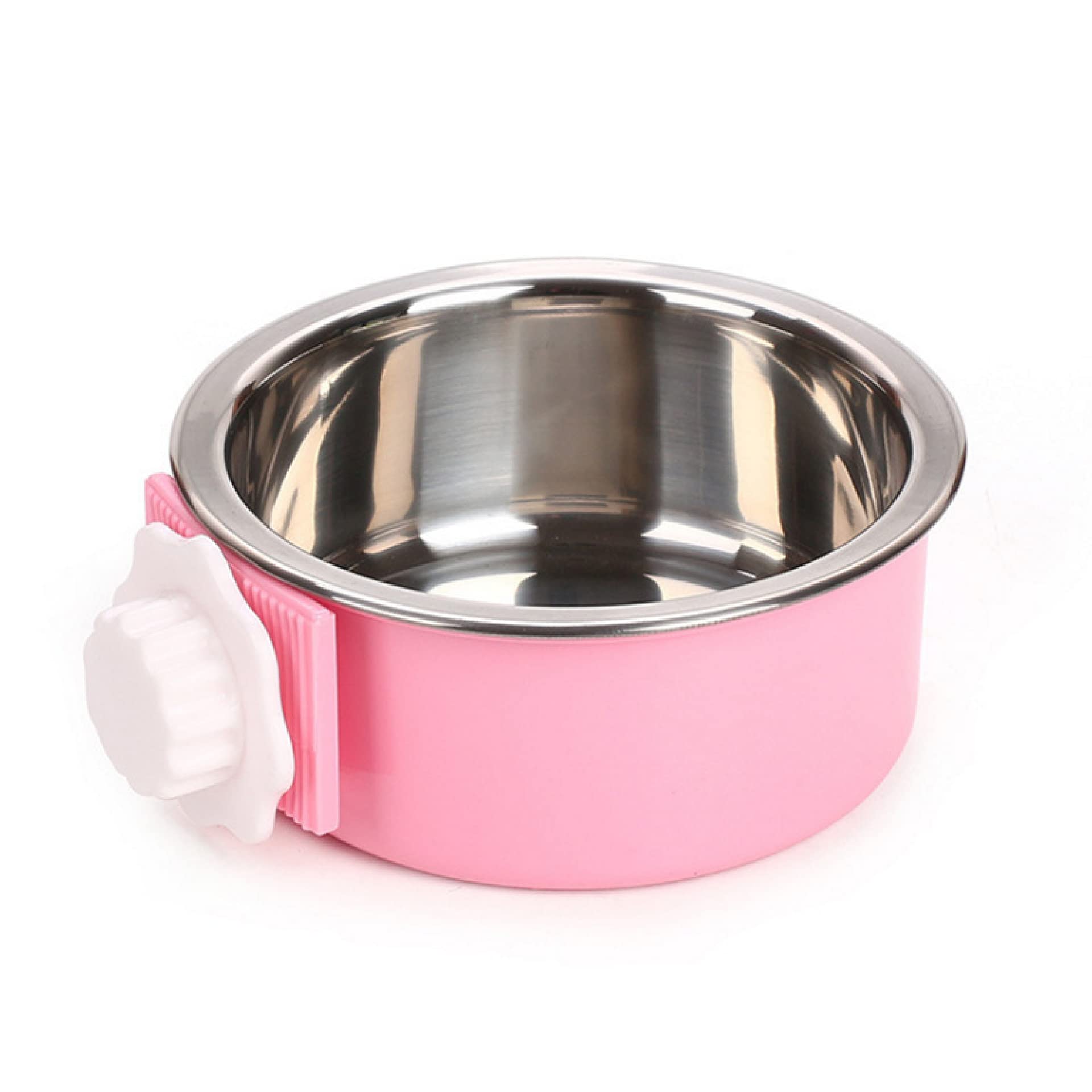 【 P5倍＋レビュープレゼント】ペットボウル ハンガー ケージ用 犬猫用 ペット食器 餌入れ フード ウォーターボウル 小動物 ステンレス製 1個 (Sサイズ, ピンク)