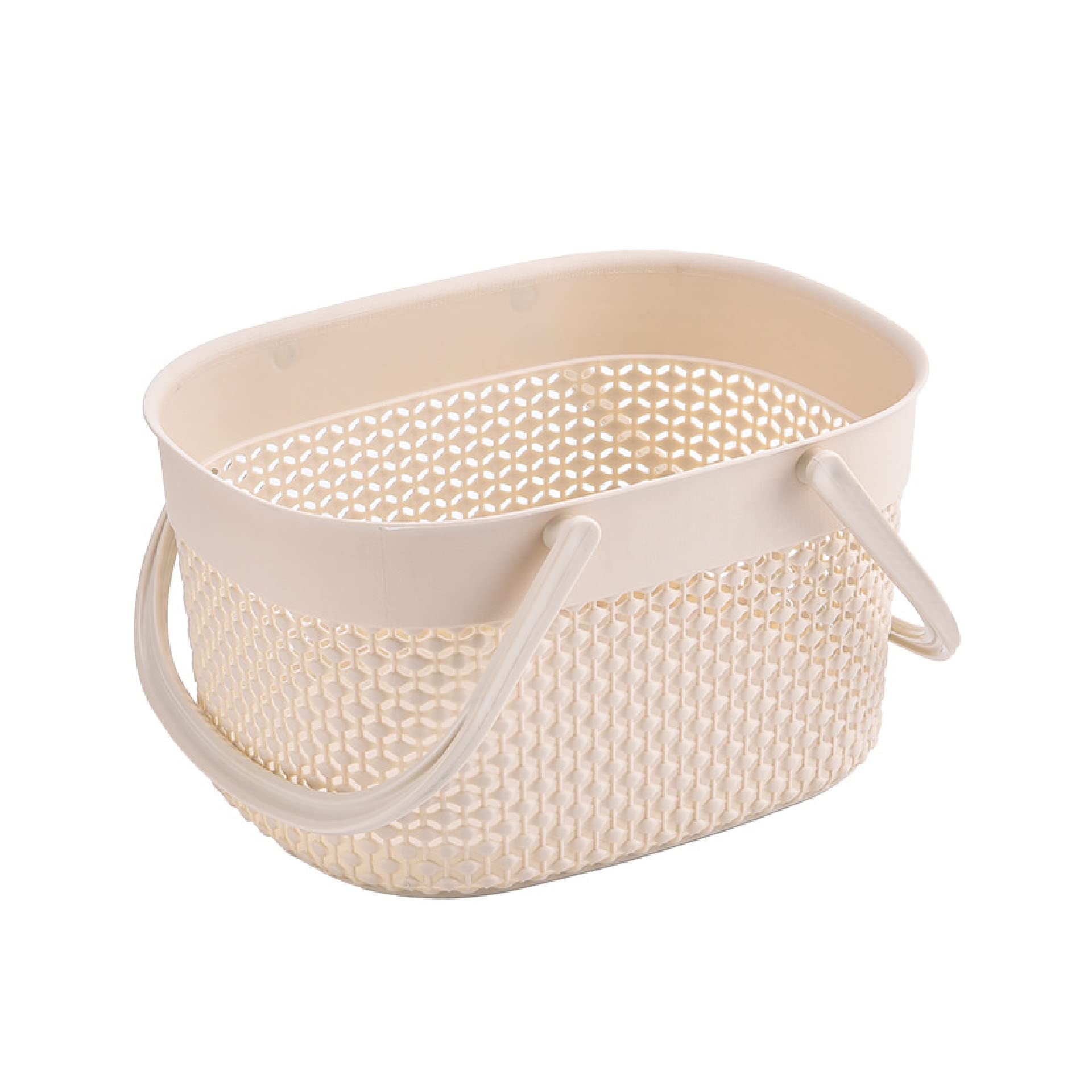 バスバスケット 浴室用 温泉 収納ボックス 手提げ 水切りかご お風呂収納 バス用品収納 小物収納 プラスチック 1個 (ブラウン)