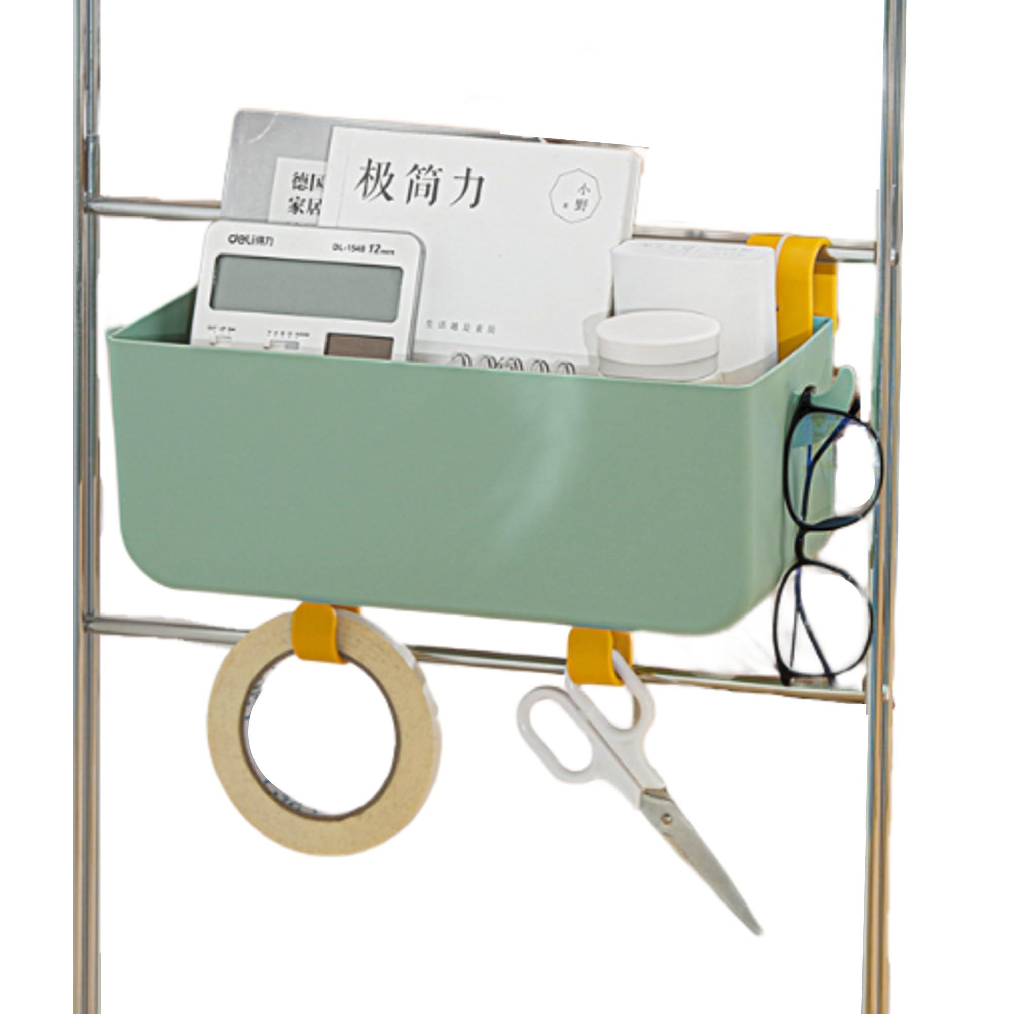 【ポイント5倍】ベッドサイド 収納 収納ボックス 小物入れ 吊り下げ式 フック付き スマホ 雑誌 ブック ティッシュ (グリーン)