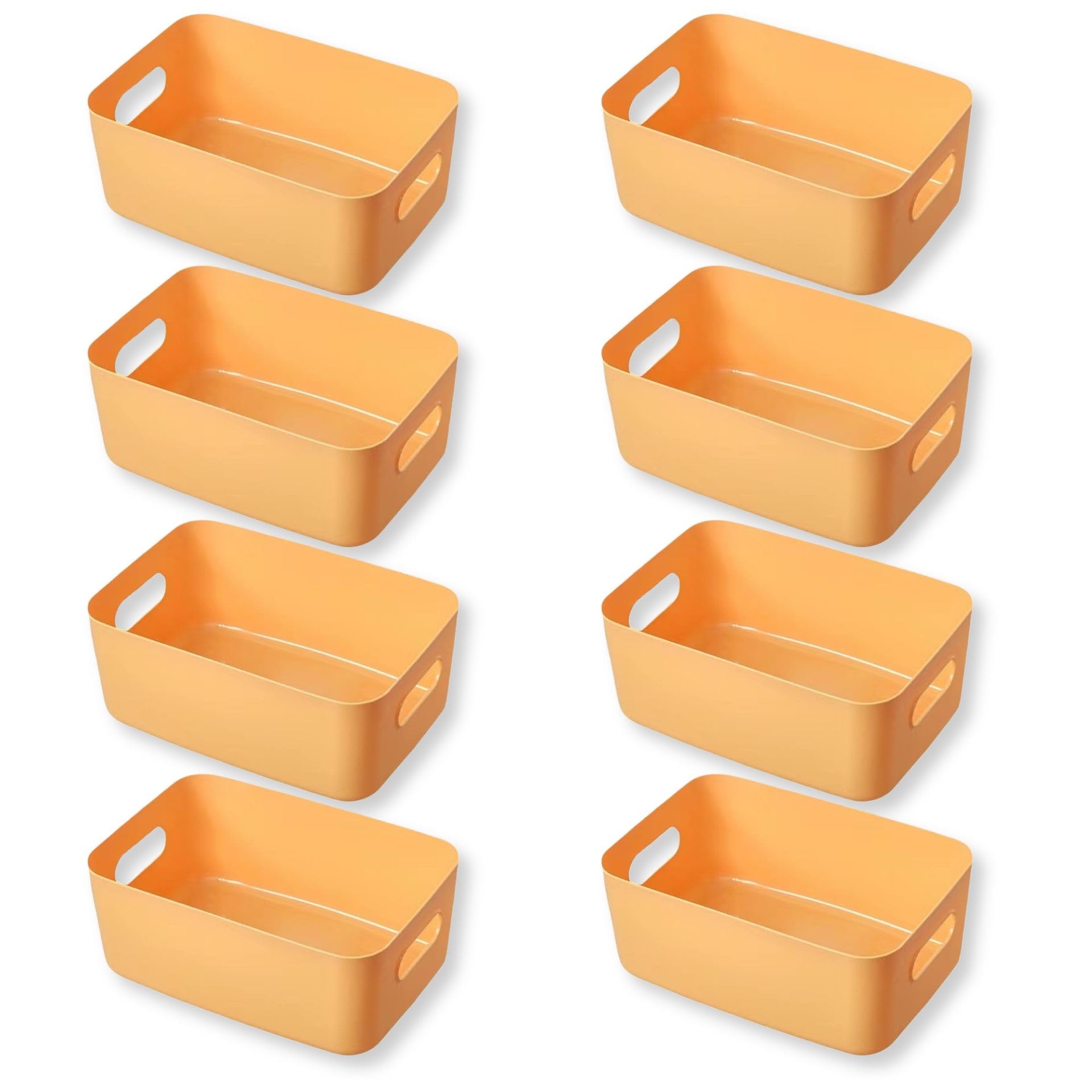 【ポイント5倍】収納ボックス 小物 角がない やわらかい プラスチック ポリエチレンケース 家具を傷つけにくい 取手付き カラーボックス 整理整頓 クローゼット 押入れ 洗面所 8個セット (イエロー, 大)