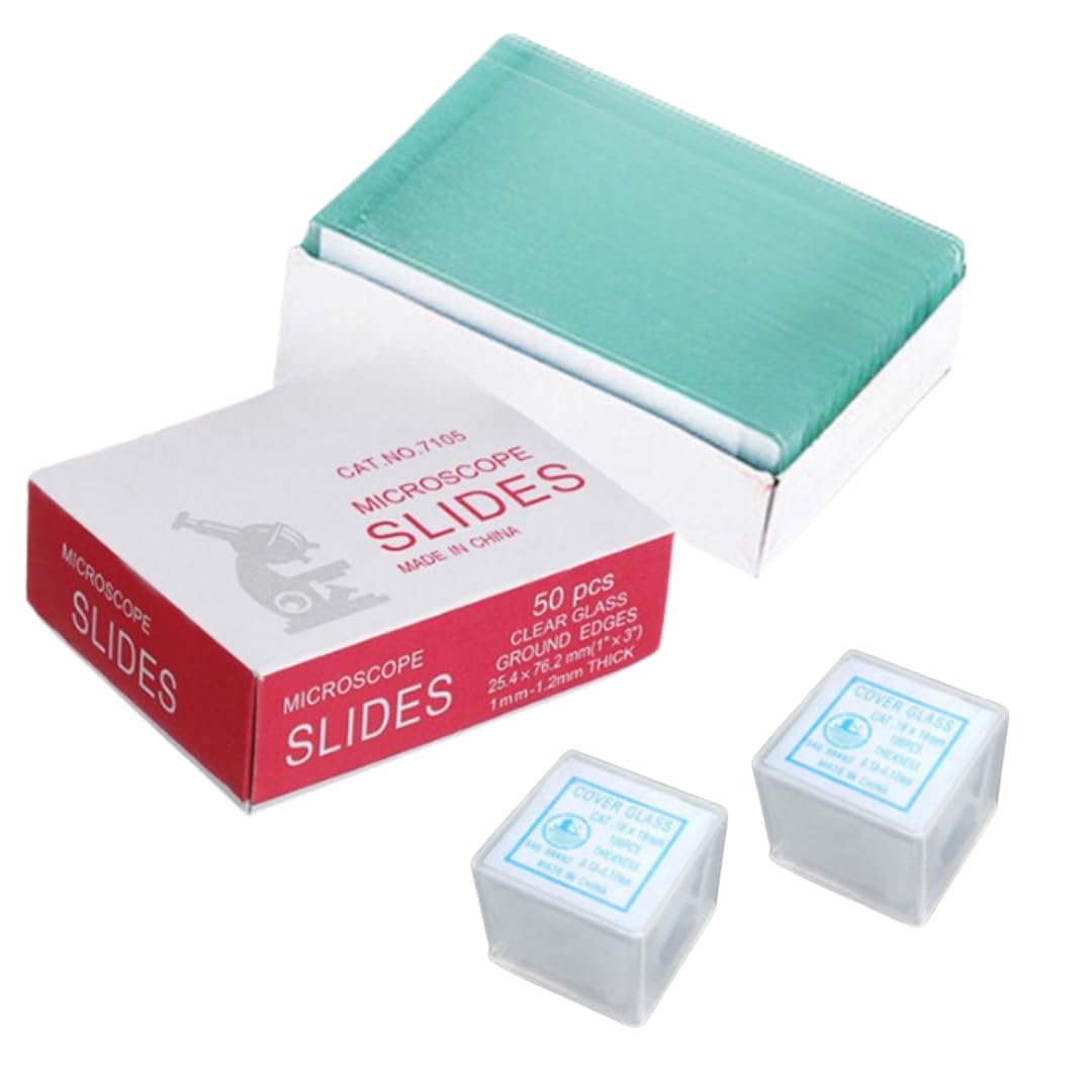 【ポイント5倍】プレパラート 顕微鏡 観察 研究 理科 実験 カバーガラス 200枚 スライドガラス 100枚