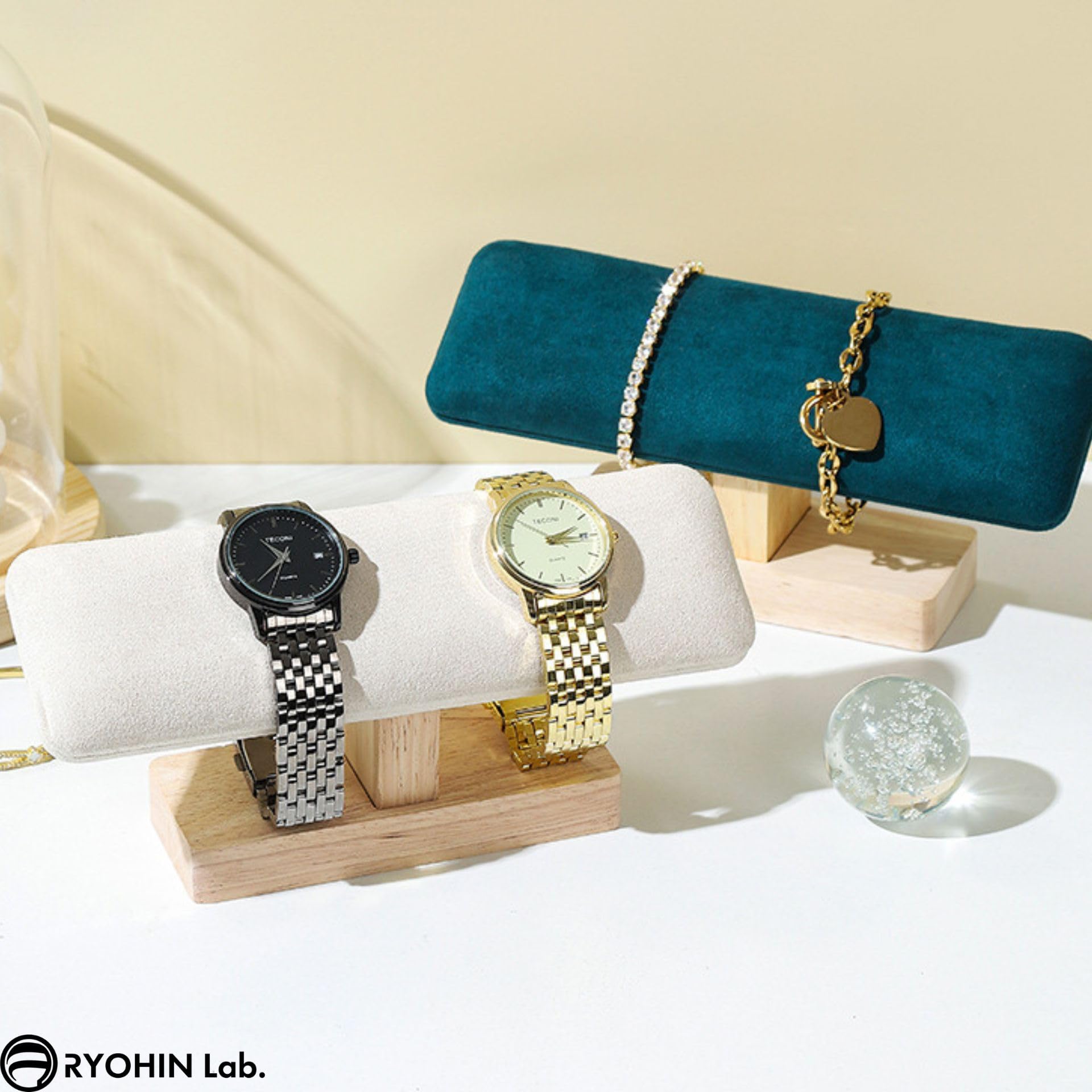 腕時計スタンド ウォッチスタンド アクセサリースタンド 高級 プレゼント 天然木 木製 1個 (グリーン)