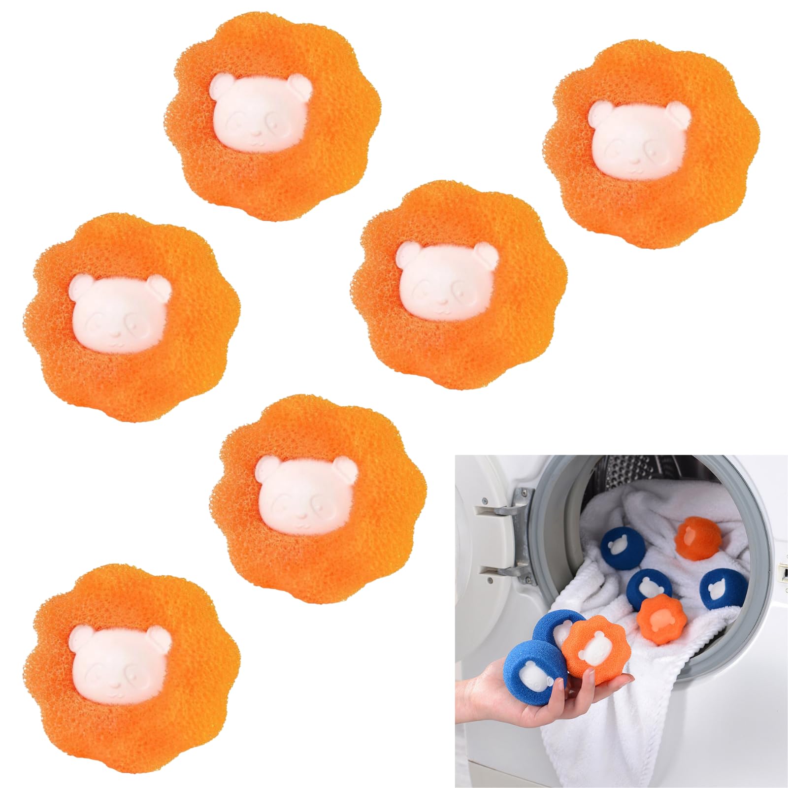 【ポイント5倍】洗濯スポンジ 洗濯ボール ランドリーボール 6個セット 抜け毛取り 抜け毛 毛玉取り 猫..