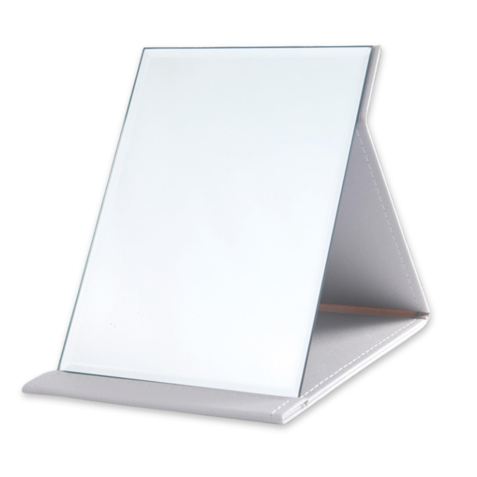【ポイント5倍】卓上鏡 コンパクトミラー 鏡 卓上 化粧 メイクアップ 折りたたみ スタンドミラー コンパクト 角度調整 割れにくい (ホワイト, L)