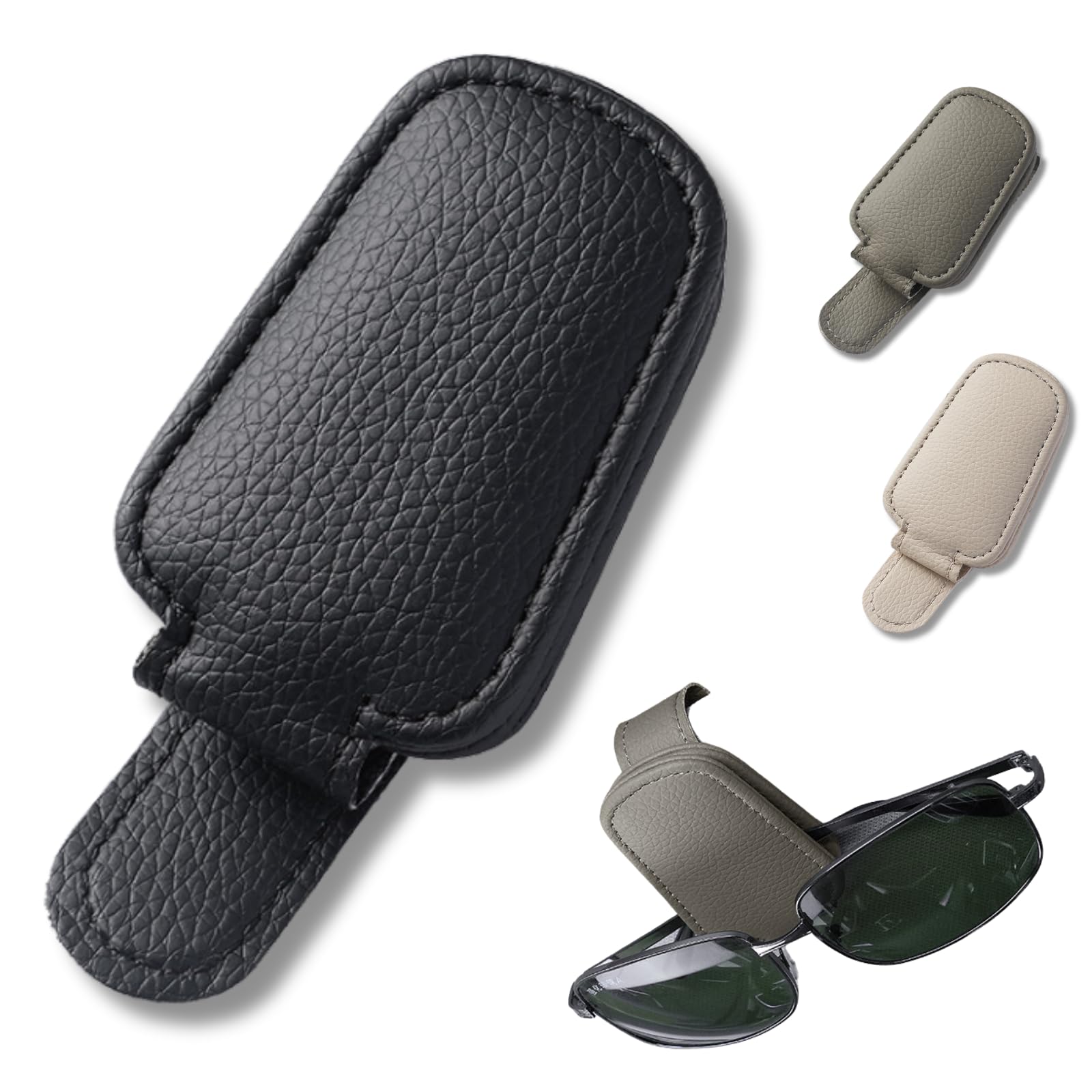 【レビュープレゼント】サングラスホルダー カー用品 便利グッズ 車 サンバイザー クリップ 眼鏡 メガネ チケット カード 取り付け簡単 (ブラック)