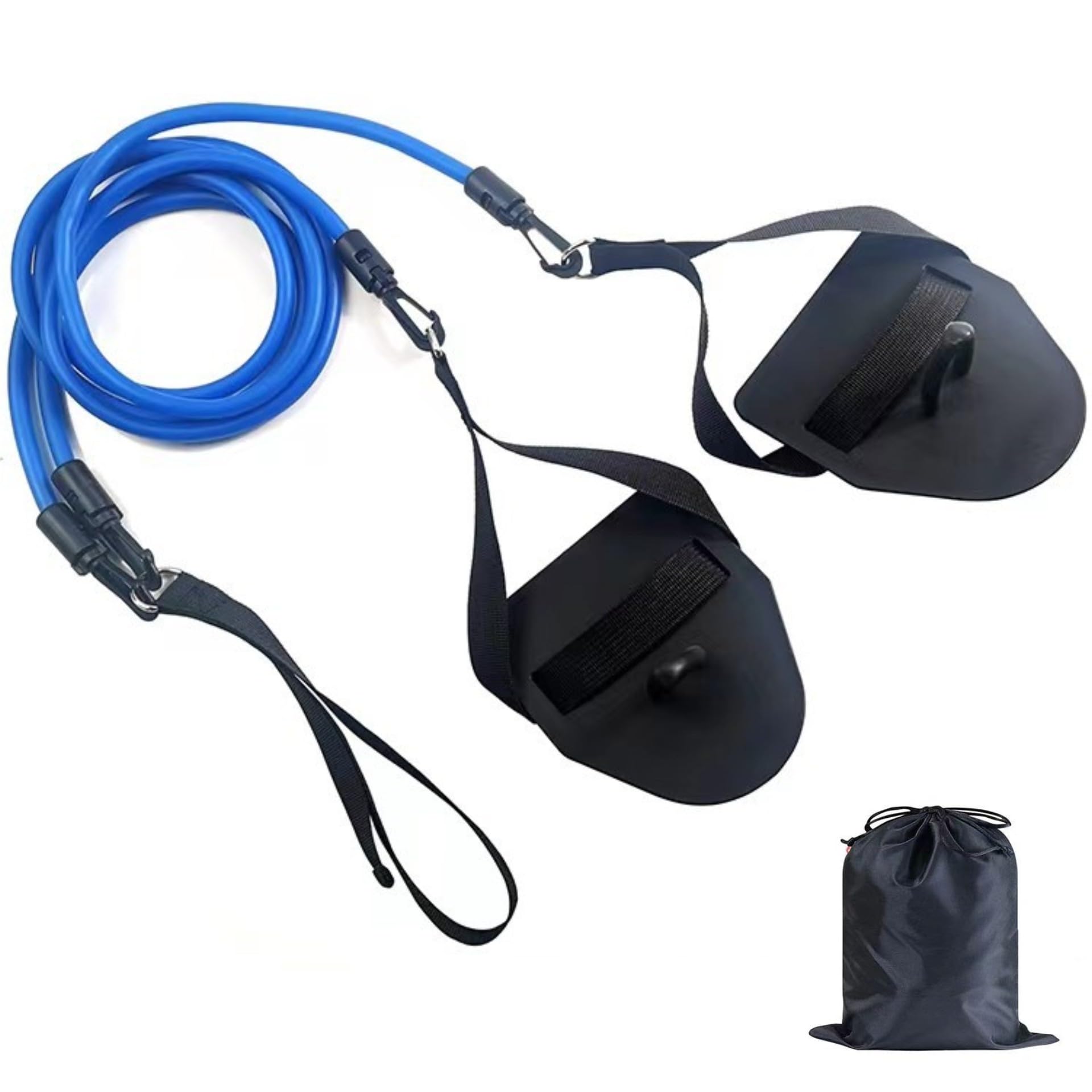 水泳用 トレーニングチューブ 筋トレ 男女兼用 競泳 パドル スイミングゴム ストレッチバンド トレーニング 低強度から高強度まで トレーニング用品 (ブルー（片方9.0kg負荷タイプ）)