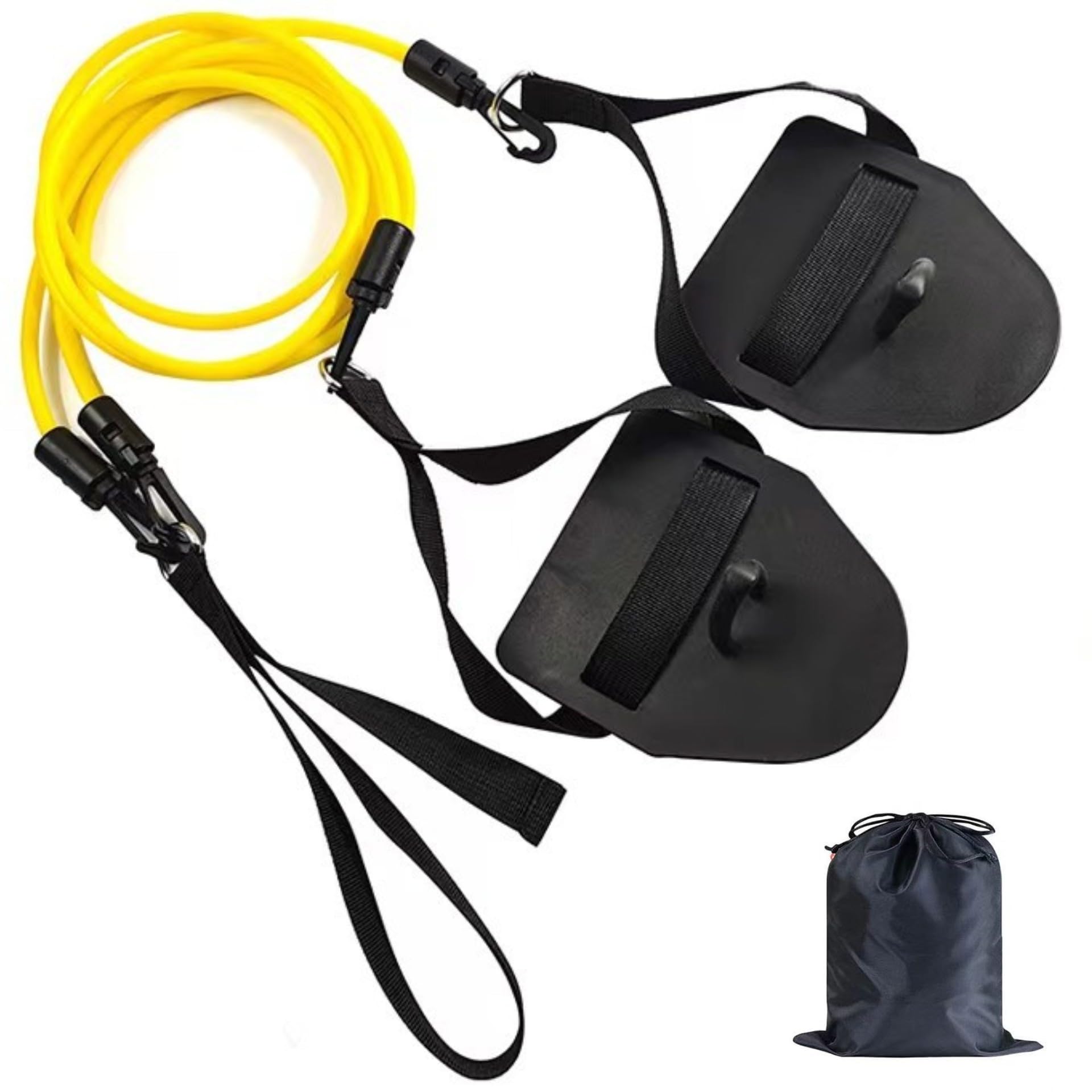 水泳用 トレーニングチューブ 筋トレ 男女兼用 競泳 パドル スイミングゴム ストレッチバンド トレーニング 低強度から高強度まで トレーニング用品 (イエロー（片方4.5kg負荷タイプ）)