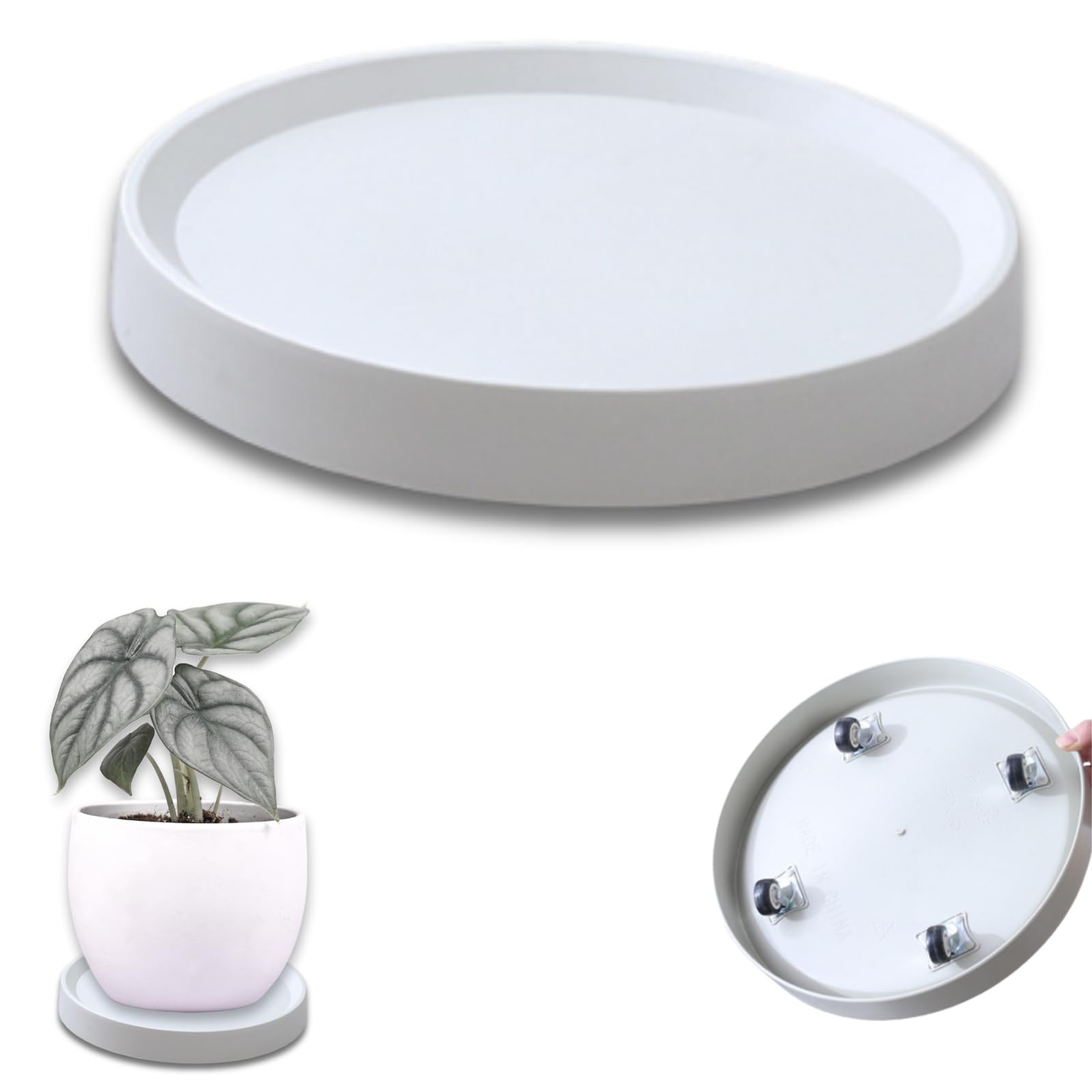 【P10倍＋レビュープレゼント】観葉植物 台 キャスター 植木鉢台 受け皿 鉢置き台 プランタースタンド 花台 360°回転 ガーデニング (ライトグレー, 内径24.5cm)