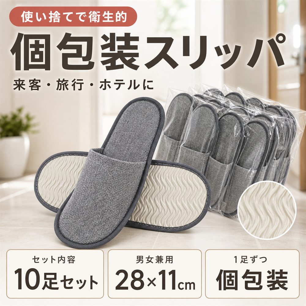 使い捨てスリッパ 個包装 スリッパ 使い捨て 室内 来客用 セット