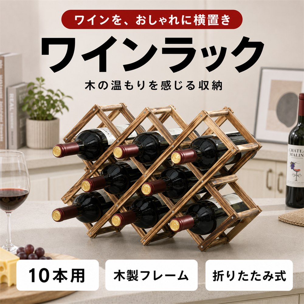 楽天市場】折り畳み式 ワインラック（ワイン・バー・酒用品｜キッチン