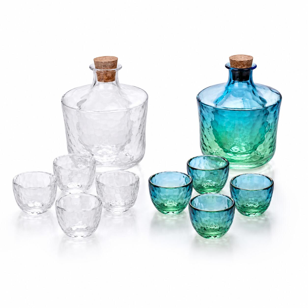 【レビュープレゼント】Qrit 日本酒セット 冷酒器セット 耐熱ガラス ホウケイ酸ガラス 徳利 盃 6点 酒器セット 330ml