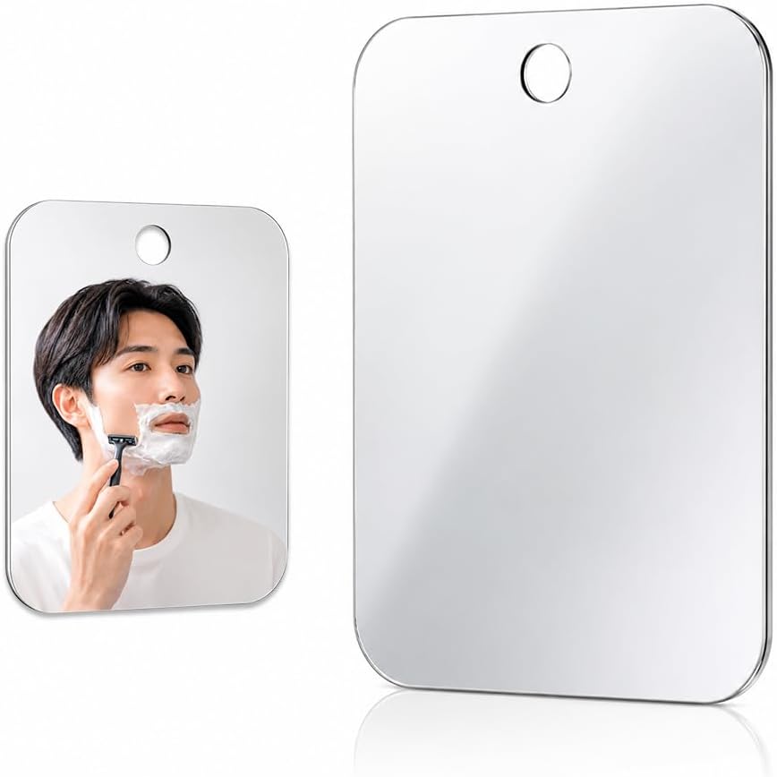乐天商城 - 【レビュープレゼント】【曇りを抑えて快適に使える】 AZNABLE バスミラー くもり対策 割れにくい設計 貼り付け式 浴室 洗面所 メイクや身だしなみ確認に シルバー