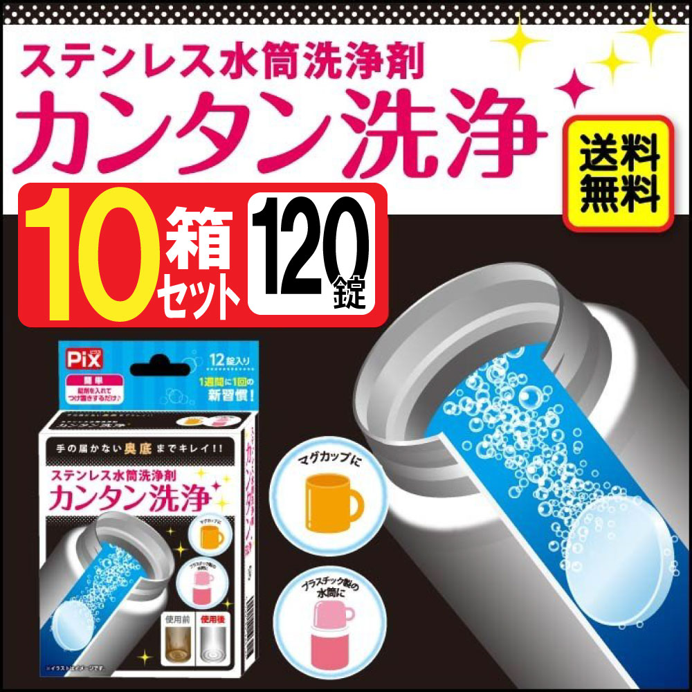 ステンレス水筒洗浄剤12錠×10箱（計120錠）セットライオンケミカル送料無料