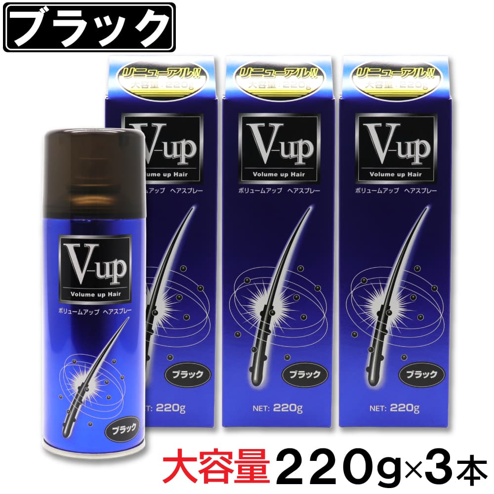 増毛スプレー ブラック 大容量 220g ×3本 ボリュームアップ ヘアスプレー ピノーレ V-up 1