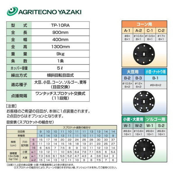 アグリテクノサーチ｜アグリテクノ矢崎 播種機 クリーンシーダ TP-10RA 目皿式播種機 人力（目皿1枚付属）｜法人様限定 3