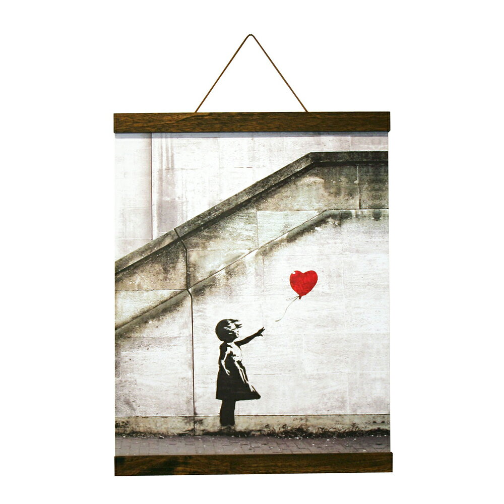 楽天AZTECビジネスストア【6/1限定 最大ポイント6倍 エントリー必須】Banksy｜バンクシー アートフレーム Red Balloon（Brown Hanger style） 【bicosya/美工社】 IBA-61995 サイズ400x530x23mm｜法人様限定