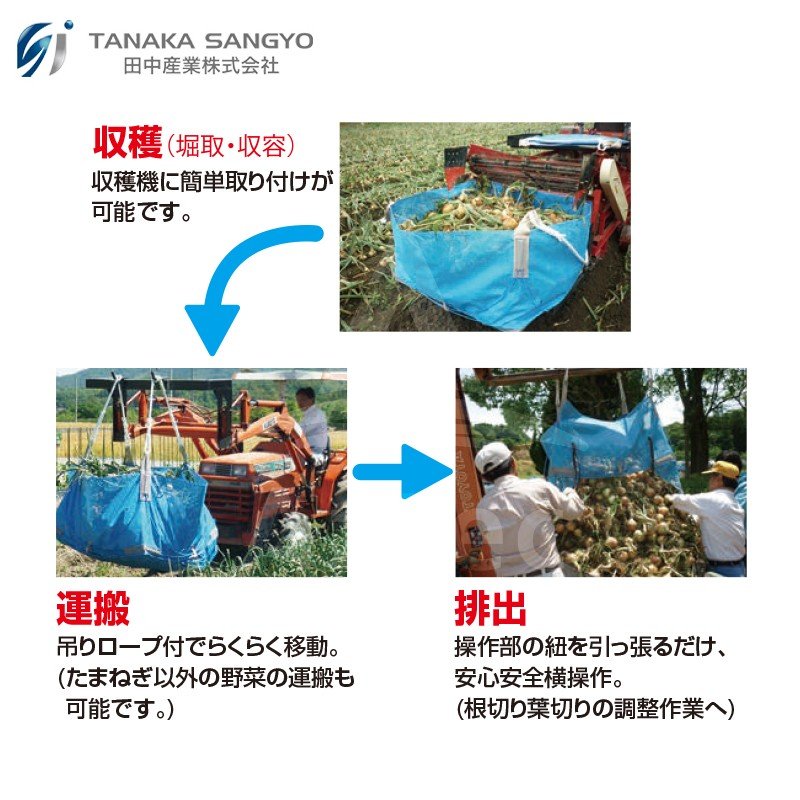 田中産業｜＜100袋セット品＞たまねぎ収穫機専用コンテナ 1,000 × 1,000H × 600H 上田農機(株)製 たまねぎ収穫機対応｜法人様限定