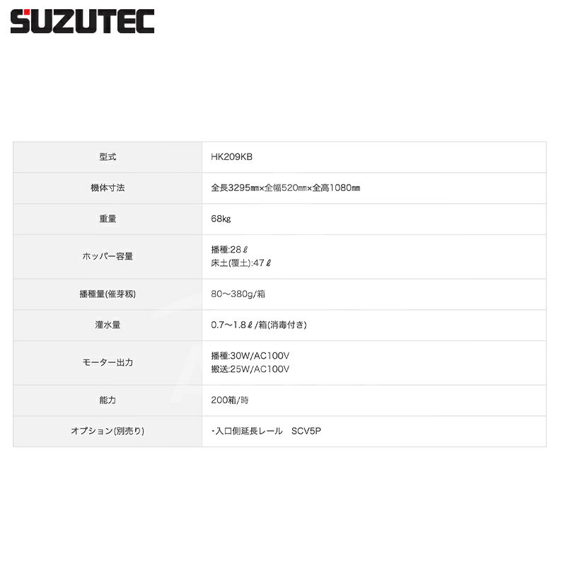 【全商品ポイント5倍】マラソン期間中アプリ上部バナーよりエントリー必須！スズテック/SUZUTEC｜小型播種機 HK209KB 作業工程：土入れ（覆土兼用）、潅水→播種→覆土（潅水⇔播種組換え可能） 3