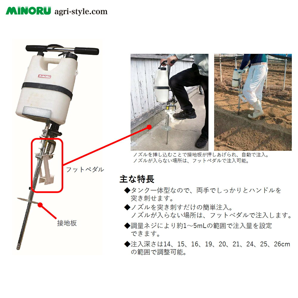 最大100%ポイントバック 確率2分の1！条件達成でチャンス最大5倍！要エントリー！3月生産予定 ＜2台セット品＞みのる産業 タンク一体型ステッキ注入機 り約1〜5mLの注入量設定可能 タンク容量5L FI-3 2