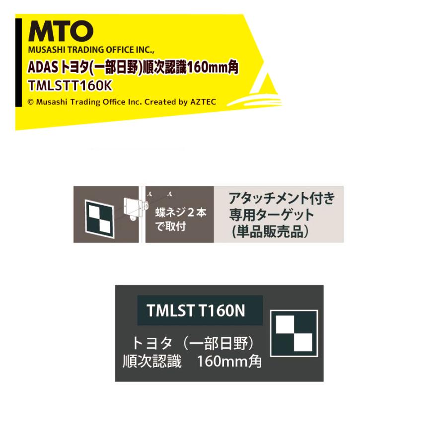 MTO ADAS ターゲット用アタッチメント専用ターゲット トヨタ（一部日野）順次認識160mm角 TMLSTT160K
