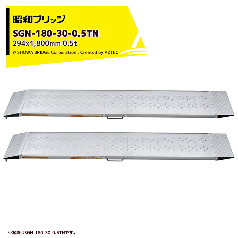 昭和ブリッジ アルミブリッジ SGN型 0.5t/2本セット 有効幅294x全長1,800 管理機用 鉄ホイール・ゴムホイール用 SGN-180-30-0.5TN 雷神