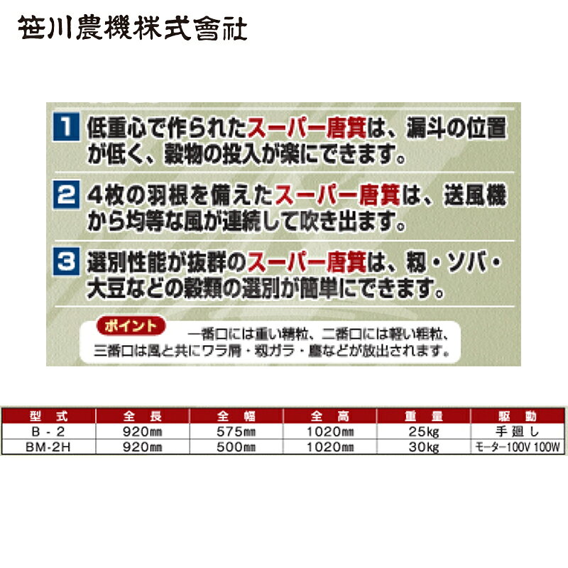 AZTEC 楽天市場店の笹川農機 スーパー唐箕 BM-2H 唐箕 モーター式 籾・ソバ・大豆などに最適｜アングル2