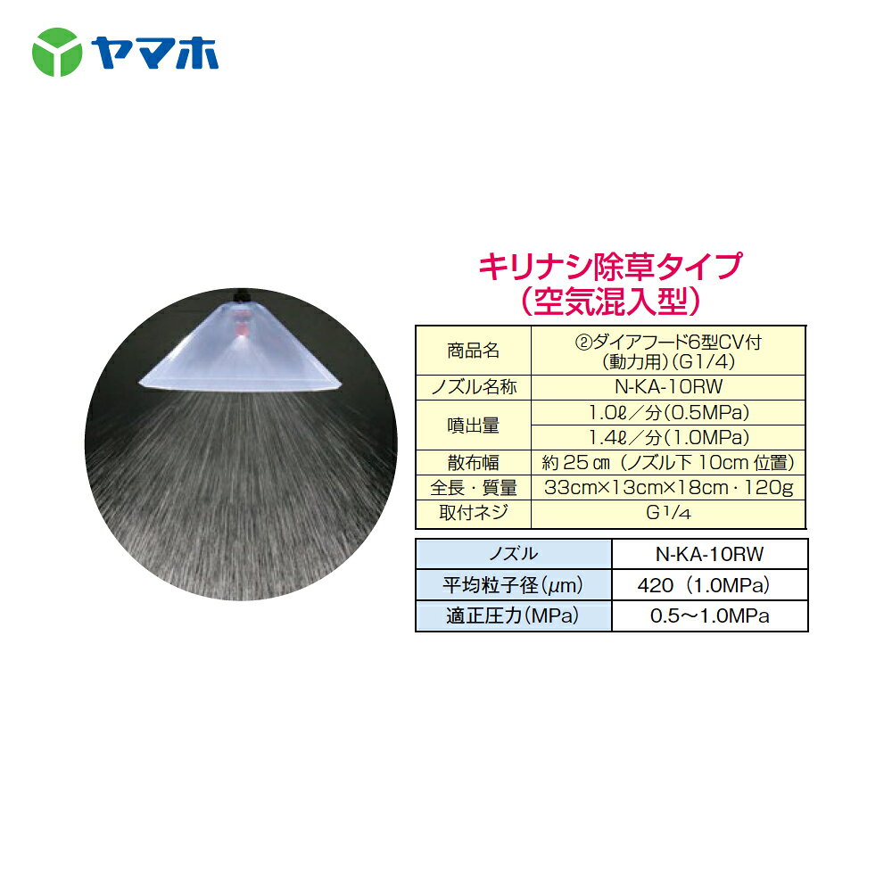 AZTEC 楽天市場店のエントリー＆5,000円以上購入で最大10万ポイント当たる！ヤマホ 除草用 ダイアフード6型CV付 動力用 (G1/4) キリナシ除草タイプ 空気混入型 142083 Pニコ｜アングル3