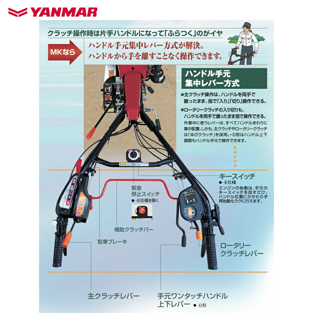 ヤンマー YANMAR ミニ耕運機 耕うん機 管理機 7.0馬力 標準タイプ 大径タイヤ(4.00...