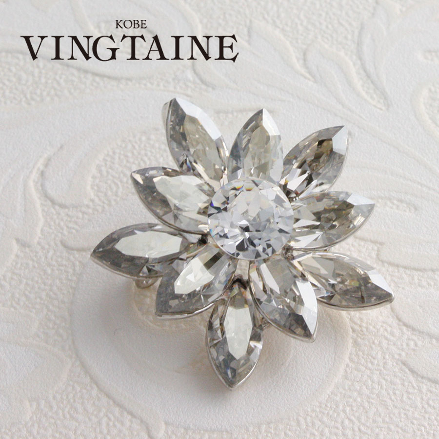 ブローチ 結晶 フラワー カットクリスタル ギフト BR-34 卒業式 入学式 フォーマル レディース 大人っぽい シンプル かわいい おしゃれ プレゼント