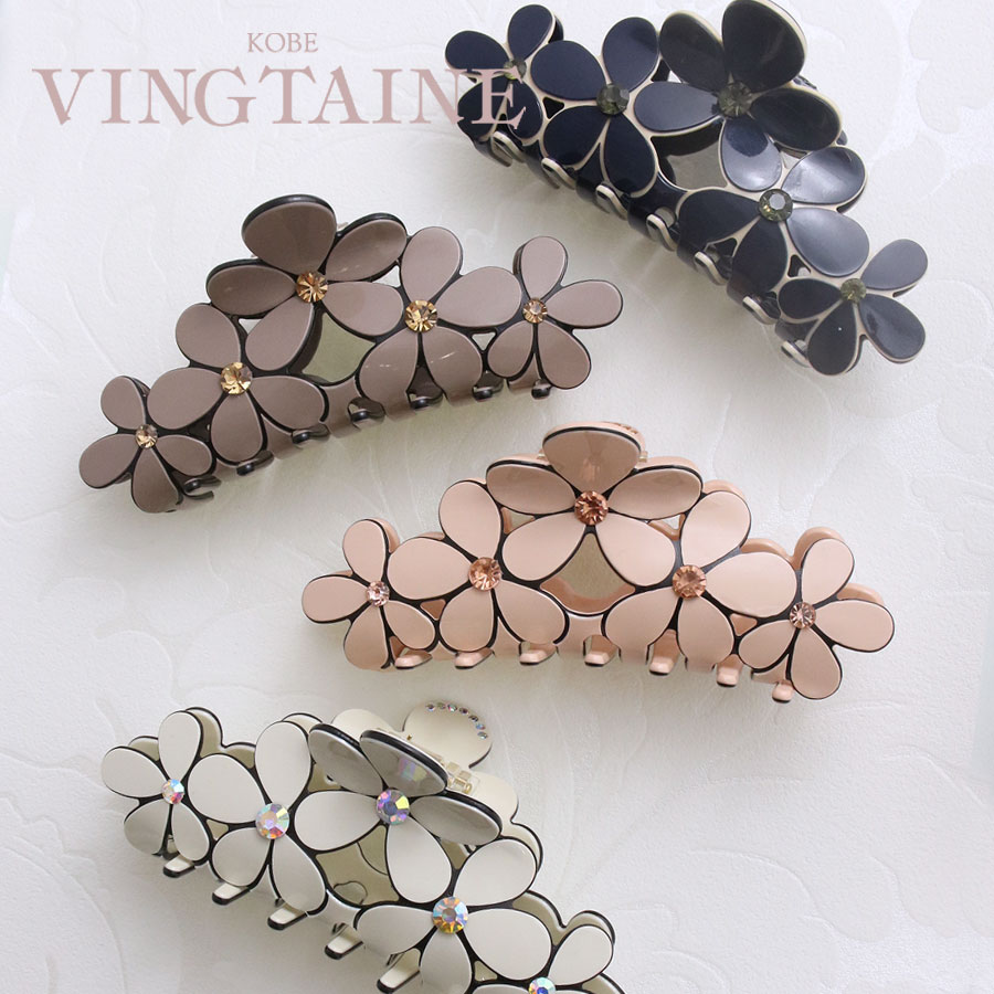 バンスクリップ フラワー トリプル 大きめ Lサイズ ヘアクリップ ヘアアクセサリー 大人カジュアル シンプル ギフト プレゼント 女性 H7692【ネコポス不...