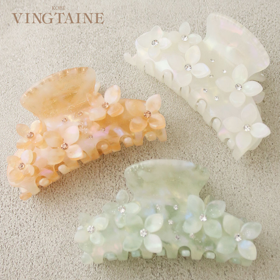 バンスクリップ ヘアクリップ フラワー 花 マーブル 小花 クリア ヘアアクセサリー 大人カジュアル シンプル ギフト プレゼント H7781【ネコポス不可・定...