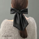 【8/10〜ラスト15%OFFクーポン配布中】★ゆうパケット送料無料★サテンビッグリボンバレッタ 艶 ヘアアクセ シック エレガント 大人 レディース H789...