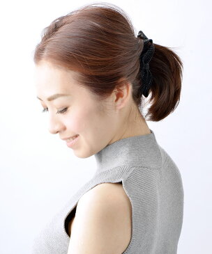 スタッズ風リボンバナナクリップ(M) シンプル ヘアクリップ ヘアアクセ ヘアアクセサリー H-404【楽天BOX受取対象商品】