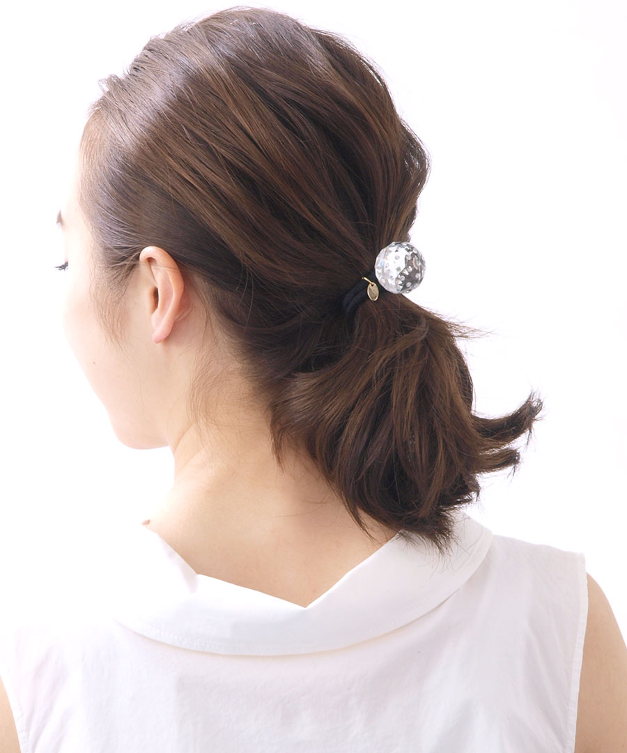 ヘアゴム クリアボール スワロフスキー 春夏 キラキラ ポニー ヘアアクセサリー H7102【クリアアクセサリー】 レディース 大人っぽい シンプル かわいい プレゼント