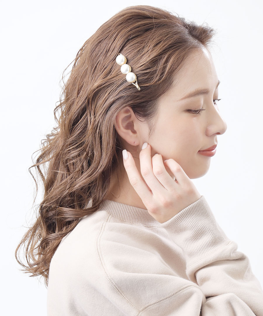 大粒パールヘアピン　ゴールド 可愛い　ヘアアクセサリー　レディース　フェミニン　結婚式　2次会　パーティー　H7268 かわいい おしゃれ プレゼント 3