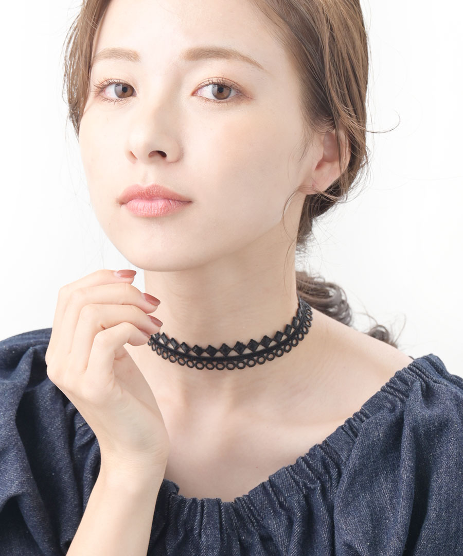 ブラックレースチョーカー ネックレス レースアクセサリー C3163 レディース 大人...