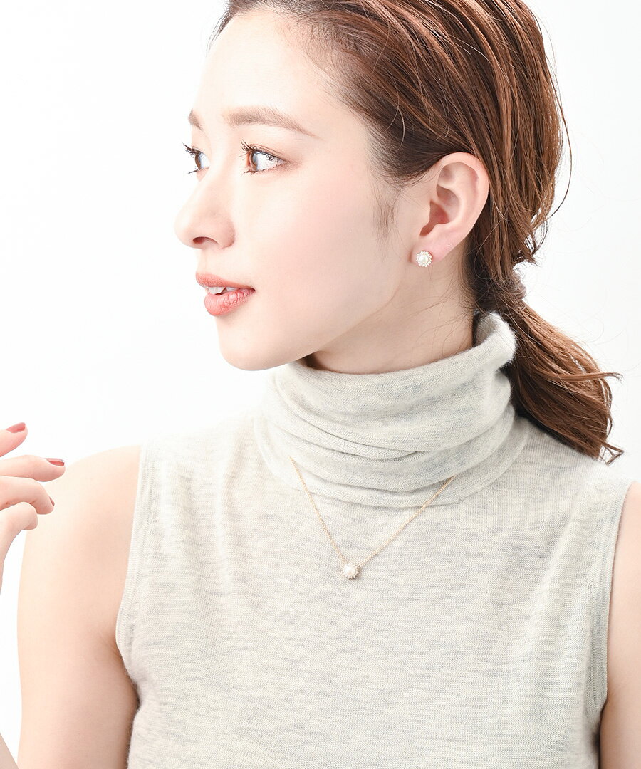 淡水パール キュービックジルコニア ネックレス スライドチェーン 長さ調整可 上品...