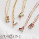 ◆SALE◆マルチカラーイニシャルネックレス キュービックジルコニア チェーンネックレス シンプル エレガント 大人 可愛い 小ぶり プチサイズ デイリー アクセサリー C3253